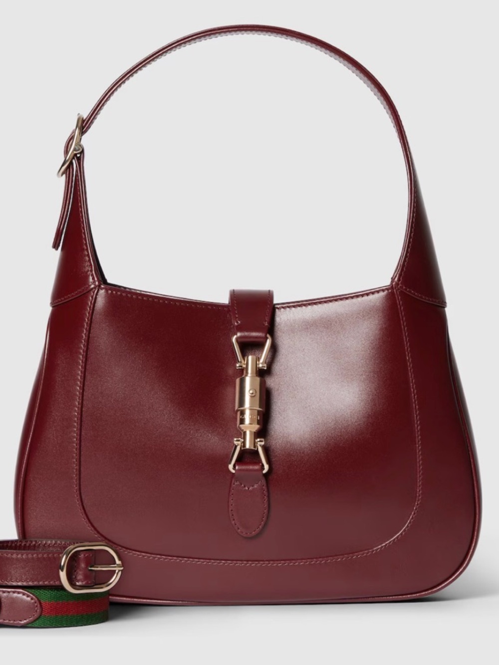 Gucci Jackie 1961 Medium Hobo Bag Burgandy Leather Gold Hardware Dual Strap Auth